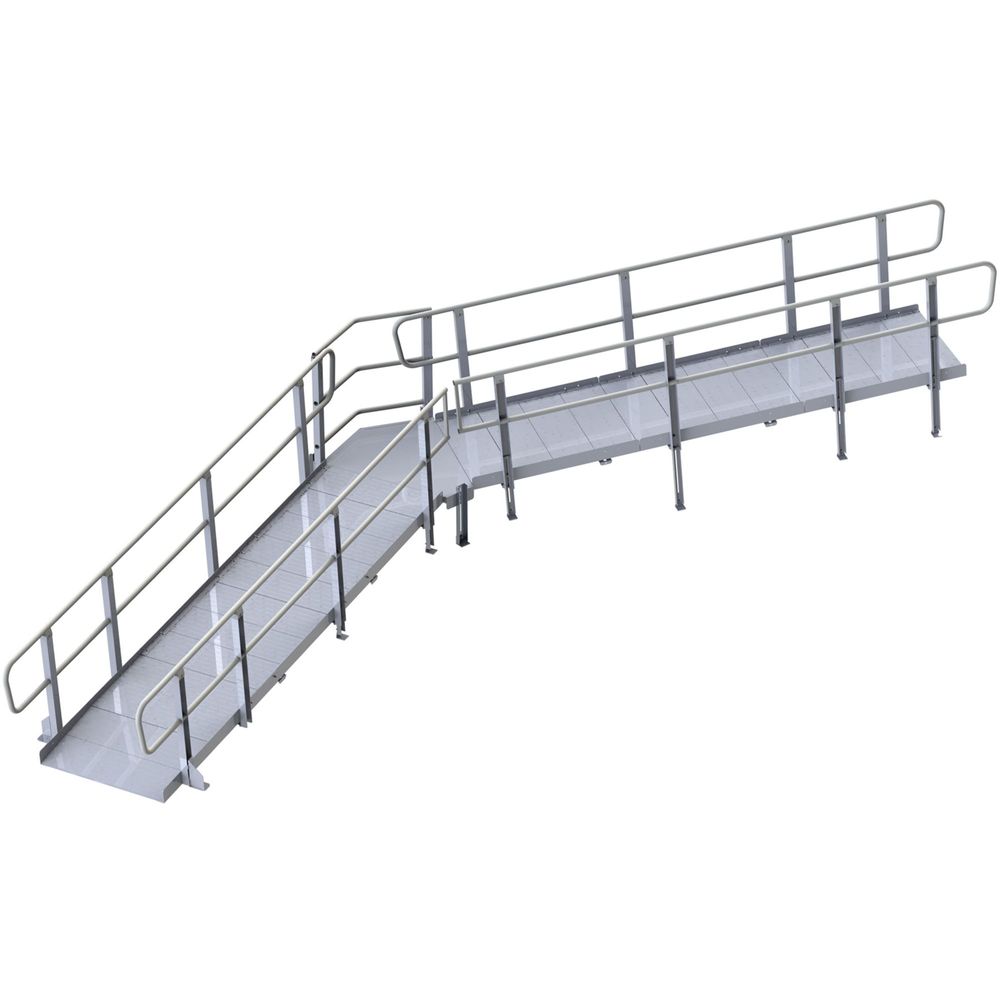 Axial Counter Ramp PVI | Modular XP Access Ramp Platform with Handrails | 30°, 45°, 60 ...