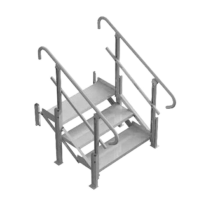 PVI Modular XP Aluminum Access Ramp Stair Section With Handrails 3 Steps View
