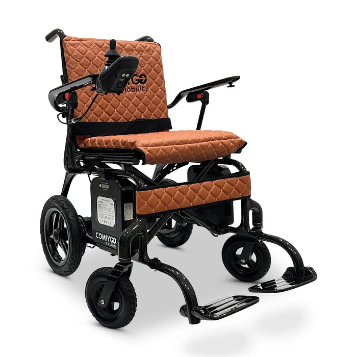 Taba ComfyGo Phoenix Carbon Fiber Electric Wheelchair With Controller Joystick And Swing Away Footrest Side View