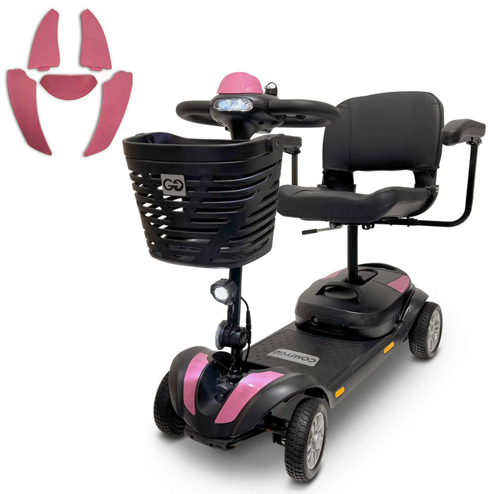 Pink ComfyGO Z-4 Portable Mobility Scooter Lightweight, Quick-Detach Design for Easy Travel and Storage 