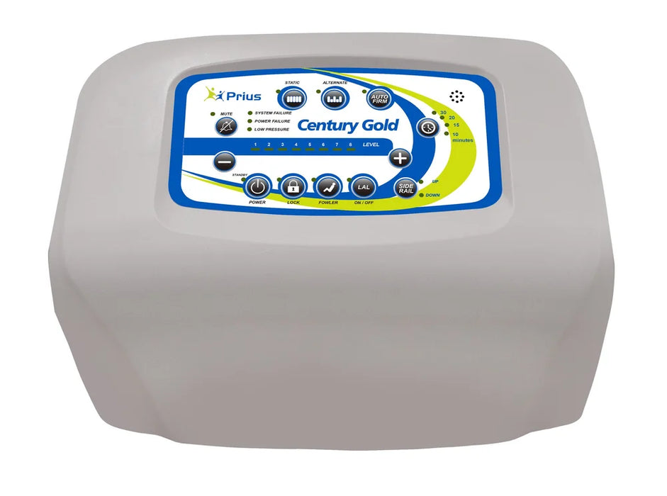 Prius Healthcare Century Gold True Low Air Loss Mattress System for Pressure Ulcer Prevention and Stage 1–4 Treatment with up to 750 lb Capacity, with control panel on display