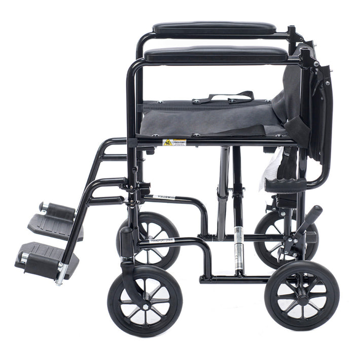 Proactive-Medical Black Astra Aluminum Transport Chair Folded Backrest View
