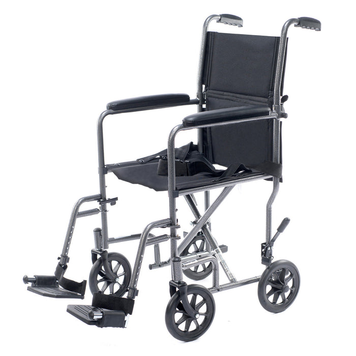 Proactive-Medical Astra Steel Transport Chair With Footrest Left Side View
