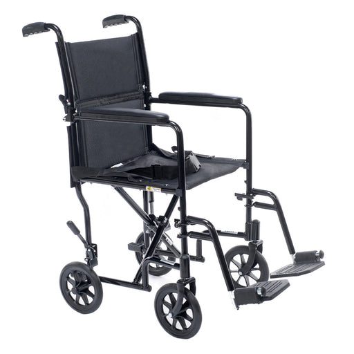 Proactive-Medical Black Astra Aluminum Transport Chair With Footrest View
