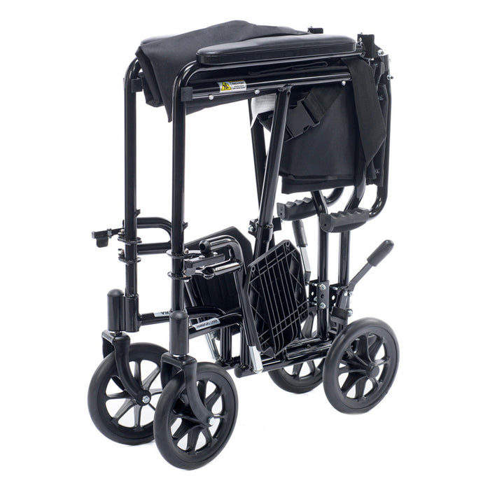 Proactive-Medical Black Astra Aluminum Transport Chair Folded Side View