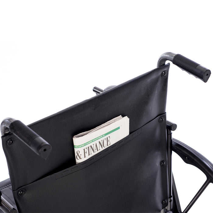 Proactive Medical Chariot II Wheelchair K2 Powder Coated Silver Vein Frame Back Pocket View