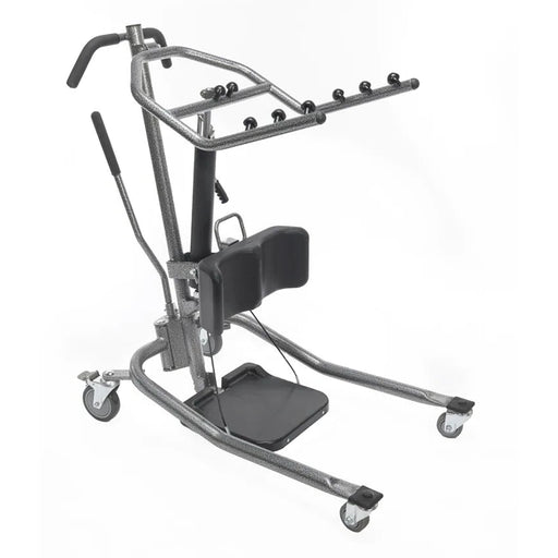 Proactive Medical Protekt 350 Hydraulic Sit to Stand Patient Lift With Knee Pads And Foot Plate In Front Side View