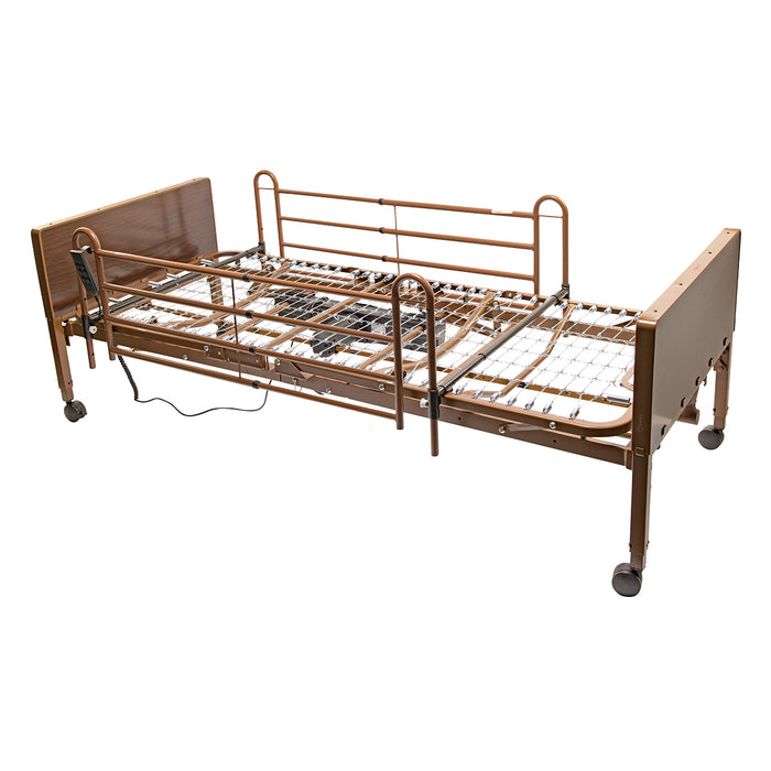 Proactive Medical Protekt Akra FE Full Electric Bed Frame Only With Full Side Rails In Fully Flat Position View