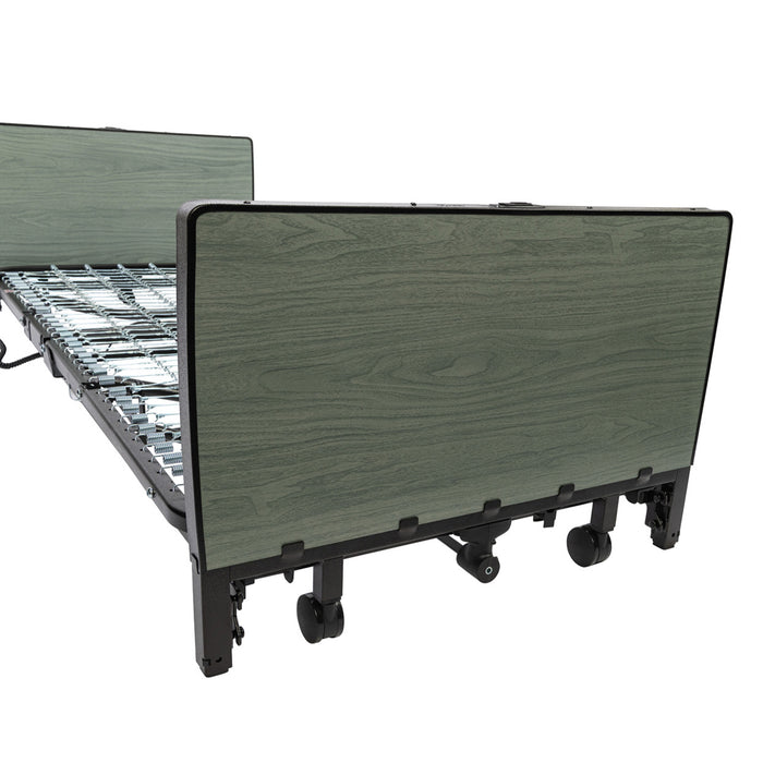 Proactive Medical Protekt Akra FE Full-Electric Low Bed Headboard And Footboard Side Profile View.