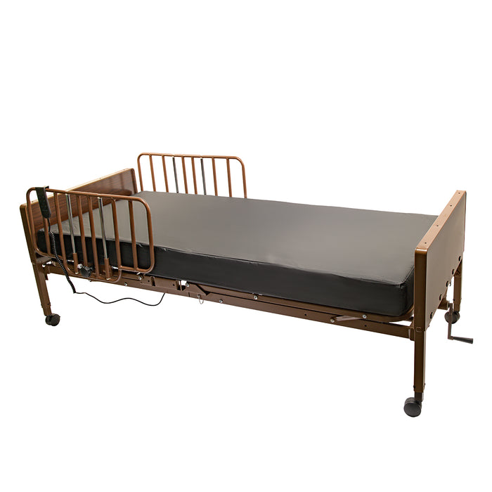 Proactive Medical Protekt Akra SE Semi Electric Bed Frame Only With Protekt 100 Foam Mattress And Half Side Rails View