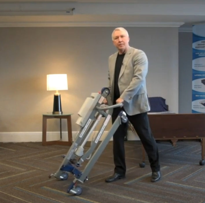 Proactive Medical Protekt® Take-A-Long Folding Electric Patient Lift With Caregiver And Lift Folded View