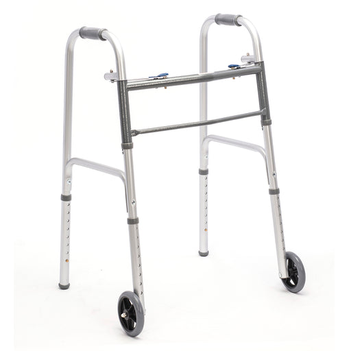 Proactive-Medical Protekt® Two-Button Folding Steel Walker With Wheels View