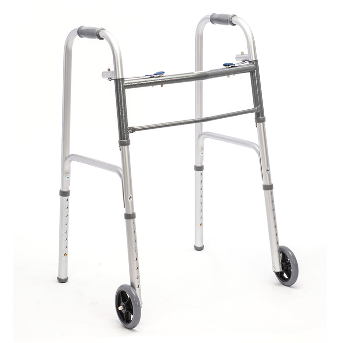 Proactive-Medical Protekt® Two-Button Folding Steel Walker With Wheels View