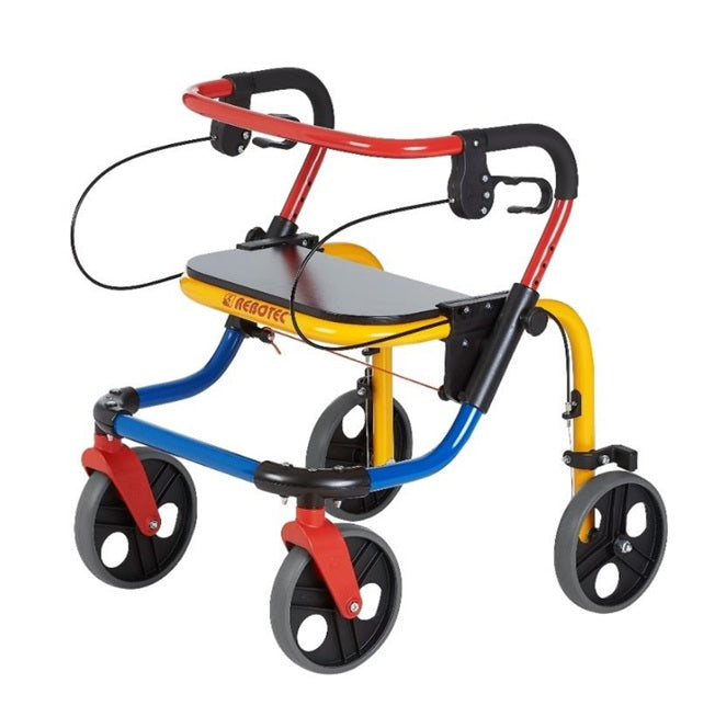 Rebotec Black Foldable Aluminium Walking Frame with Wheels With Seat