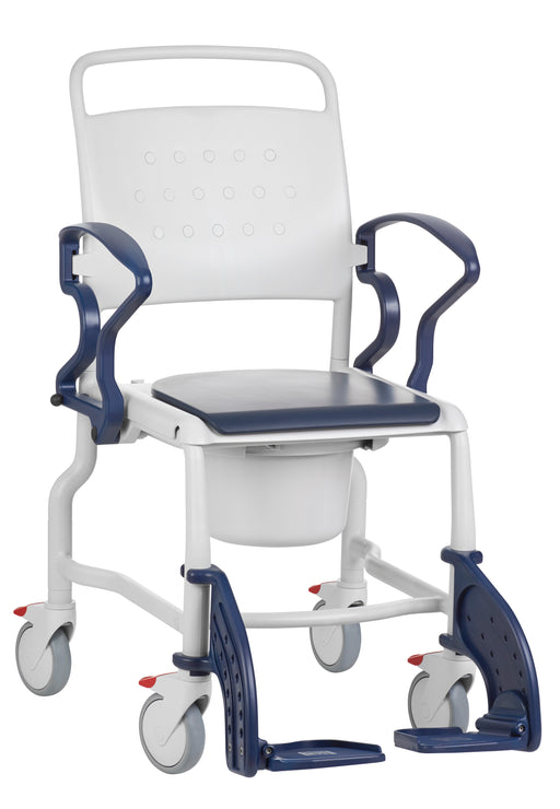 Rebotec Hamburg Shower Commode Chair With Ergonomic Backrest Swinging Armrest Cushion Seat Detachable Foot Support And 5 Inch Caster Wheels View