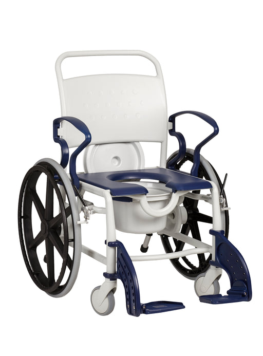 Rebotec Miami Self-Propelling Shower Commode Chair With Detachable Footrest with Commode Open View