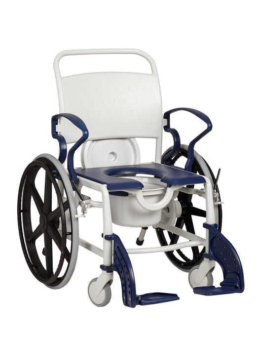 Rebotec Miami Self-Propelling Shower Commode Chair With Detachable Footrest with Commode Open View
