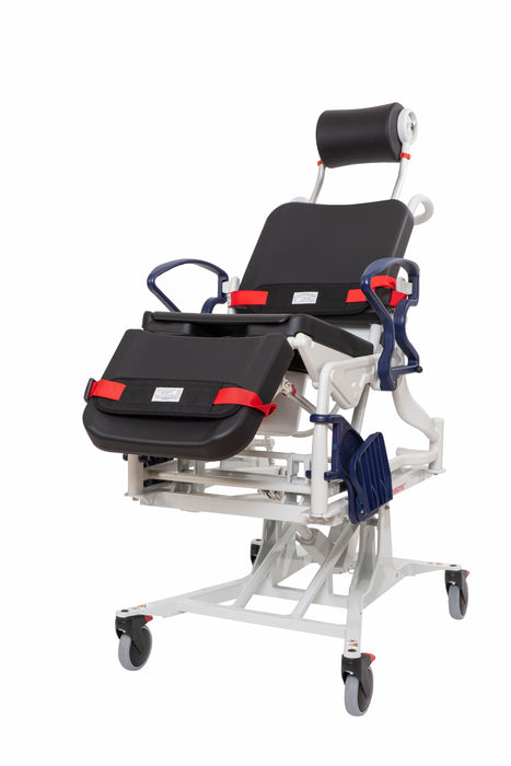 Rebotec Phoenix Height Adjustable Reclining Electric Shower Chair Front Left View