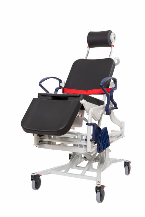 Rebotec Phoenix Height Adjustable Reclining Hydraulic Shower Chair Front Left View