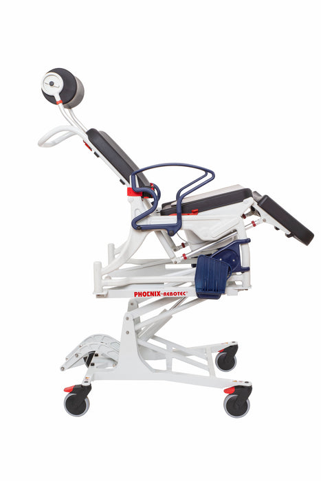 Rebotec Phoenix Height Adjustable Reclining Hydraulic Shower Chair Right Side Highest Height View