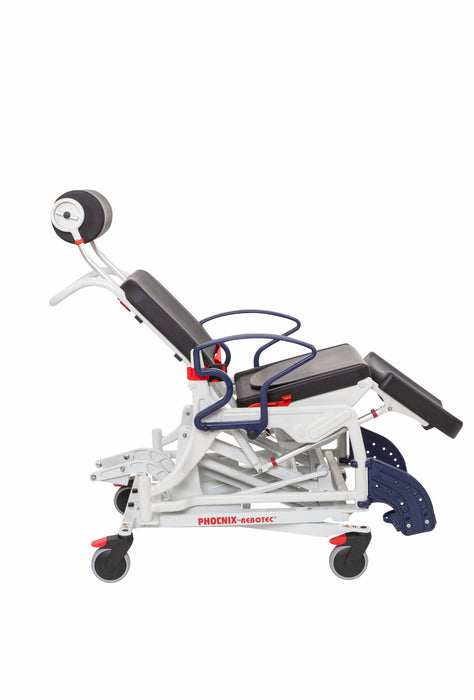 Rebotec Phoenix Height Adjustable Reclining Hydraulic Shower Chair Right Side Lowest Height View