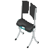 Product demonstration of the RizeUp Raizer II lifting chair highlighting its battery-operated mechanism and portable design.