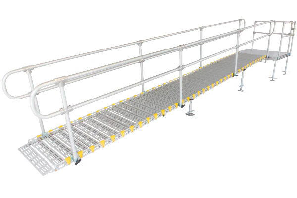 Roll A Ramp Modular Ramp With Loop End Handrail On Two Sides And Platform View