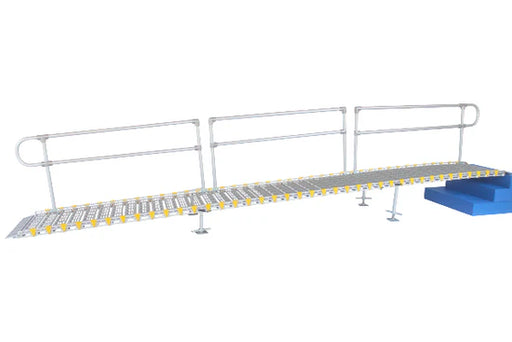 Roll A Ramp Modular Ramp With Stand And Single Loop End Handrail On Both Sides Straight End Handrail In The Middle View
