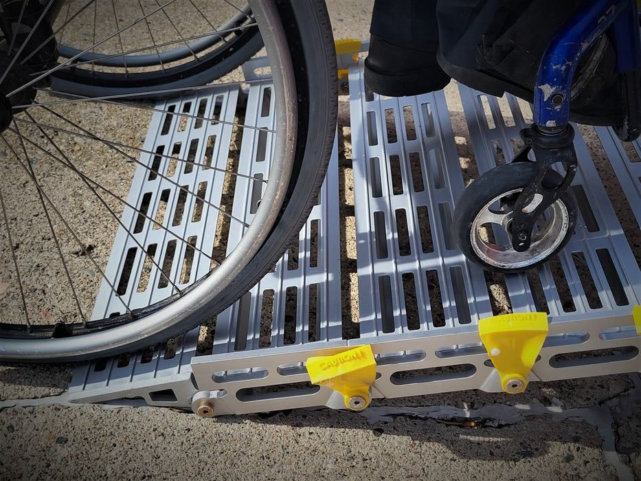 Roll A Ramp Standard Wheelchair Ramps With Approach Plates And Quick Connect Pins With Wheelchair Tire View