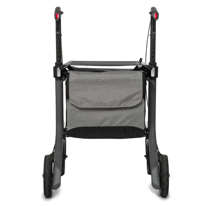 Rollz Air Carbon Rollator In Coal Black Showing A Rear Back Profile View.