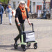 Rollz Air Carbon Rollator In Mint Green Being Used By A Person Walking Through A Green Park.