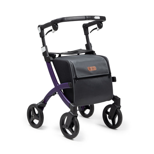 Rollz Dark Purple Flex Lightweight Rollator Walker With Seat With Shopping Bag View