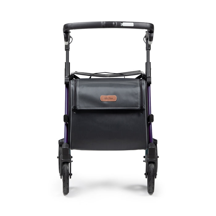 Rollz Flex Lightweight Rollator Walker With Seat With Shopping Bag Front View