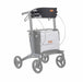 Rollz Flow Aluminum Walker In Granite Black Close Up View Of The Supportive Backrest.