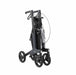 Rollz Flow Aluminum Walker In Granite Black Folded Compactly For Storage.