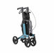 Rollz Flow Aluminum Walker In Ocean Blue Folded Compactly For Storage.