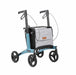 Rollz Flow Aluminum Walker In Ocean Blue Showing A Front Side Profile View.