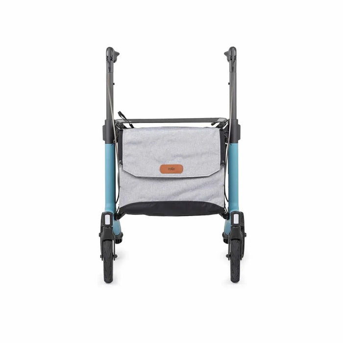 Rollz Flow Aluminum Walker In Ocean Blue Showing A Straight Front View.