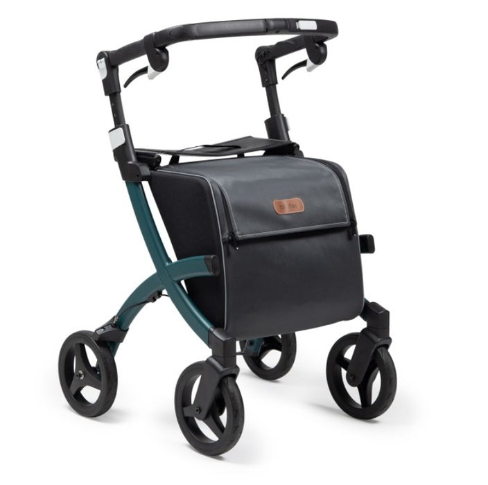 Rollz Jungle Green Flex Lightweight Rollator Walker With Seat With Shopping Bag View