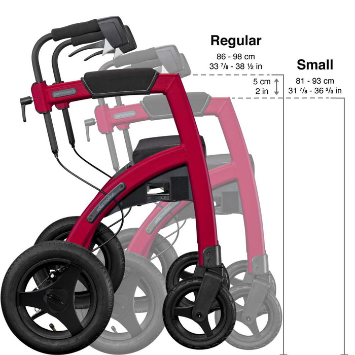 Rollz Motion Performance 2 in 1 All Terrain Rollator Walker And Wheelchair Height Size View