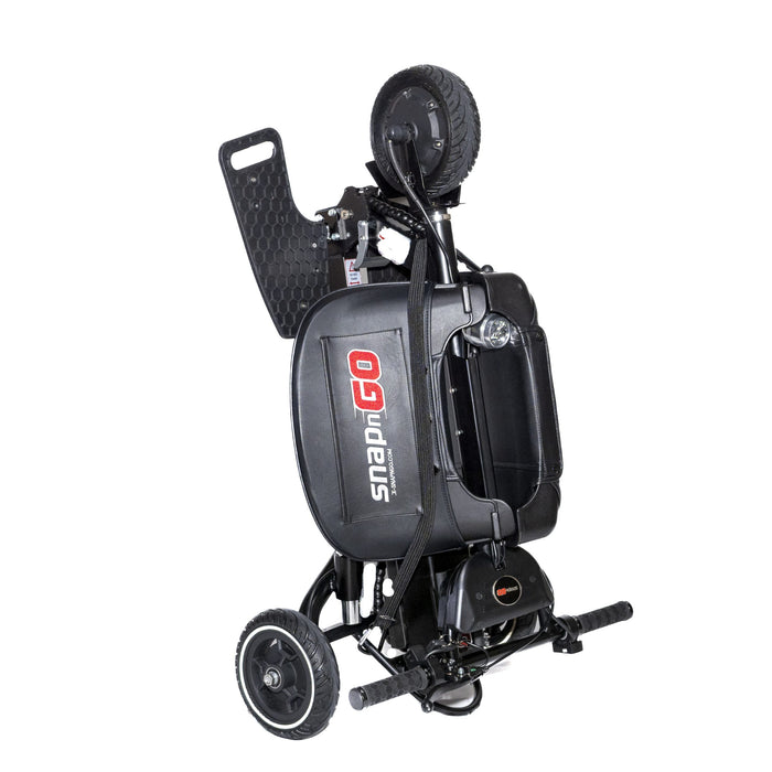 SNAPnGO Mobility Scooter Sport Edition Folded View With Travel Pouch Seat