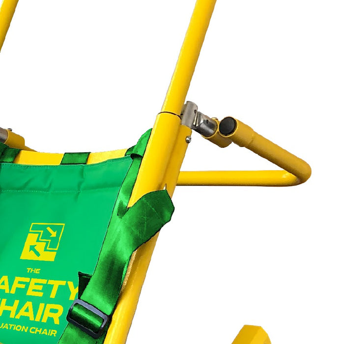 Green Safety Chair EV 7000 Bariatric Non Bariatric Emergency Evacuation Chair Adjustable Self Braking Tracks Rear Lifting Handle Feature Image