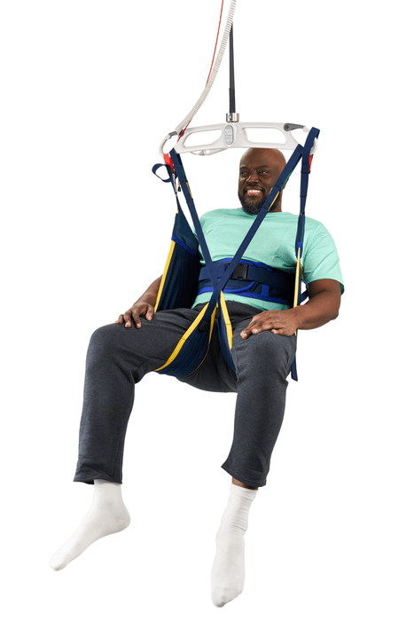 Savaria Dual Access Sling Toileting Sling for Ceiling Lift With Commode Access, Padded Support, and Lower Garment Accessibility In Diagonal View