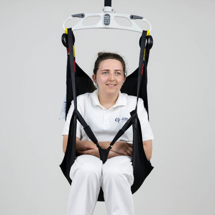 Savaria In-Situ Recline Sling For Amputee Transfers With Color-Coded Loop System In Front View 