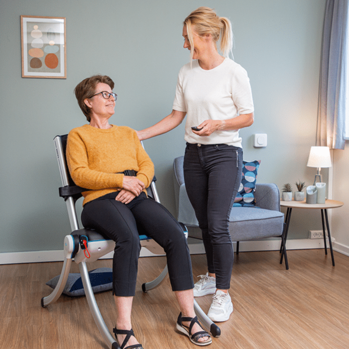 Savaria Raizer II Mobile Patient Lift Chair For Safe Fall Recovery And Caregiver Assistance With Patient And Caregiver