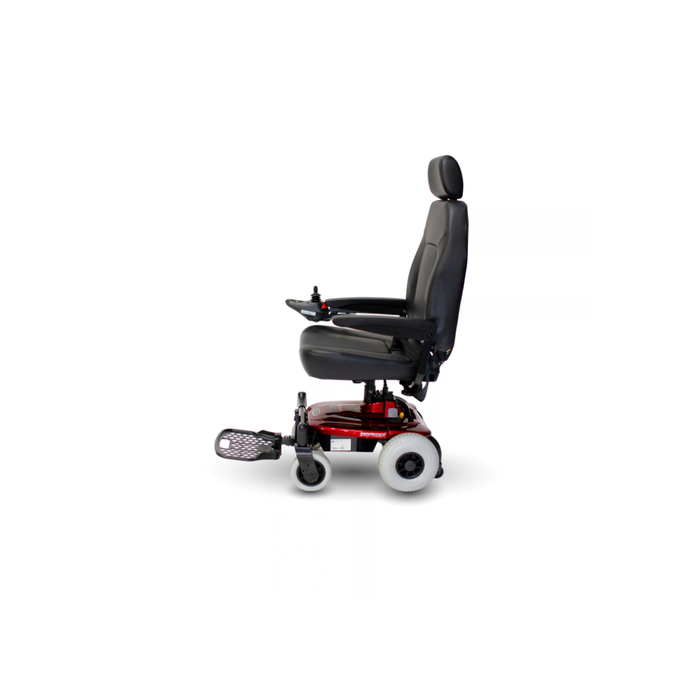 Shoprider Jimmie Lightweight Portable Power Chair Quick-Disconnect, Adjustable Seat and Armrests In Left Side View