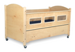 SleepSafe BASIC Bed In Maple Safety Rail Up View