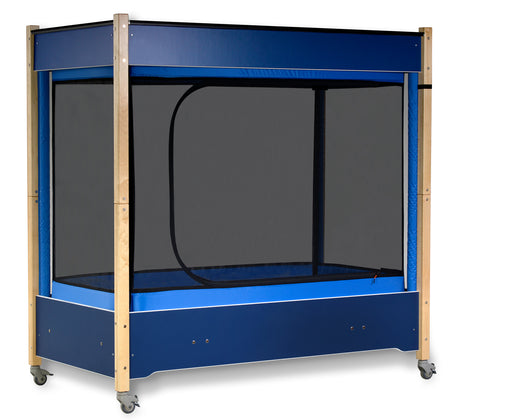 SleepSafe InSIGHT Beds Blue With Maple Legs Closed View