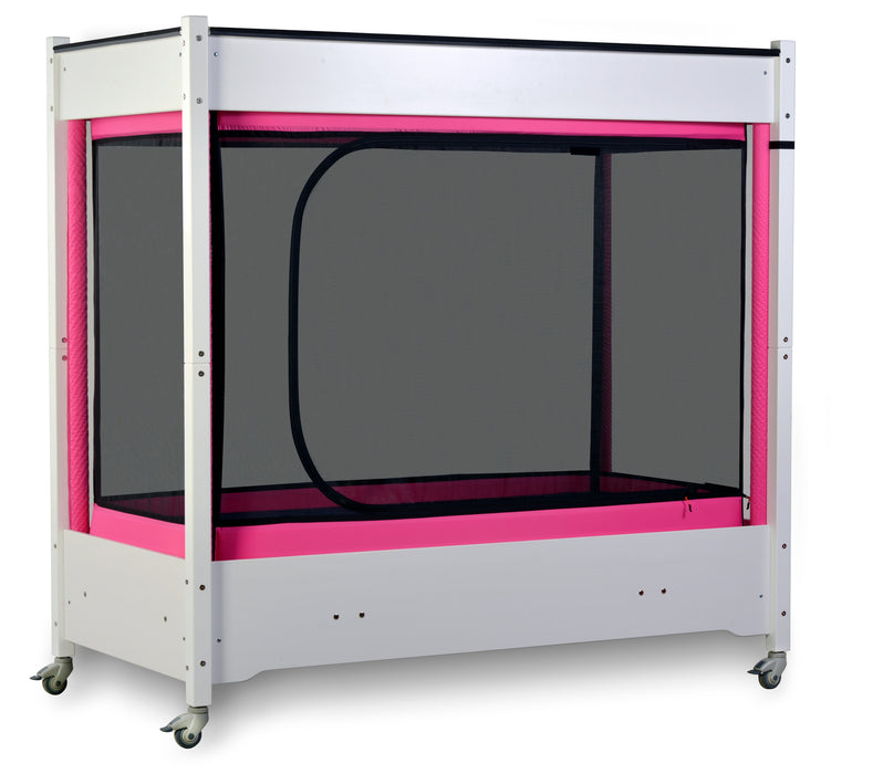 SleepSafe InSIGHT Beds Pink With White Legs Closed View