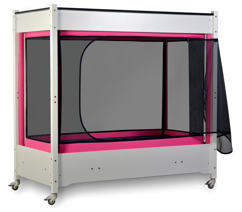 SleepSafe InSIGHT Beds Pink With White Legs Open View